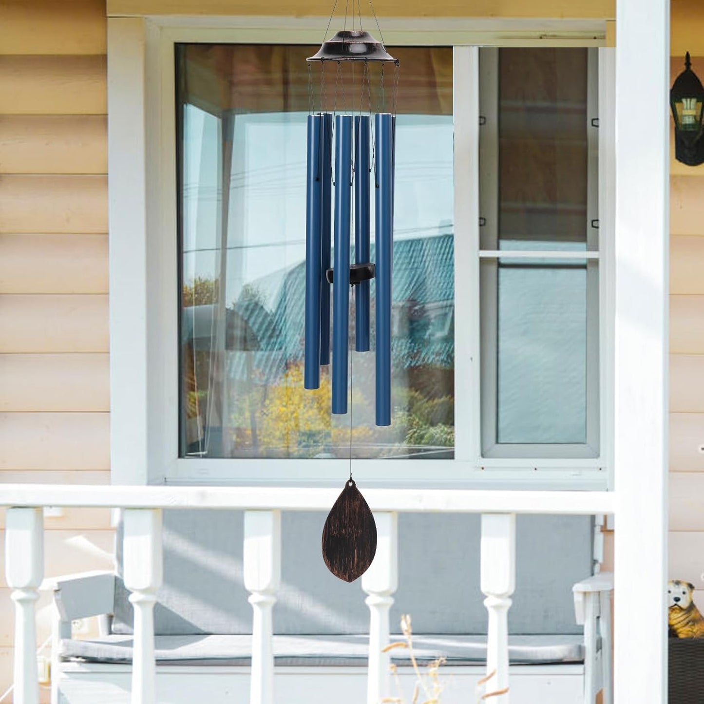 34-Inch Deep Blue Aluminum Wind Chime – Tuned Long Tube Outdoor Chime for Garden, Porch, Balcony & Home Decor