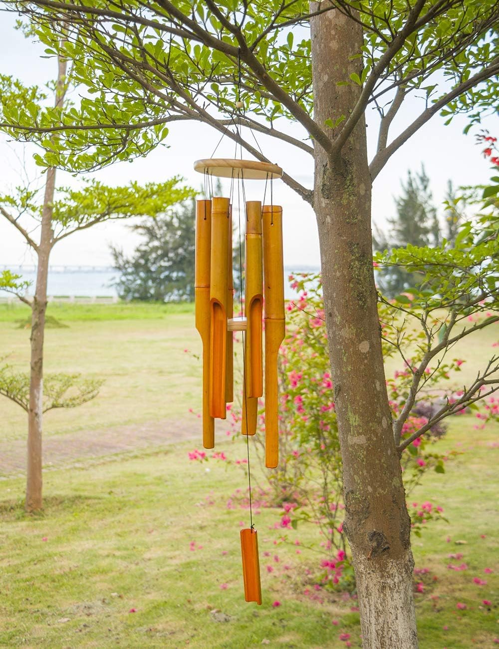 Natural Bamboo Wind Chime – Handmade Outdoor Wooden Chime for Garden, Porch, Balcony, or Indoor Zen Decor