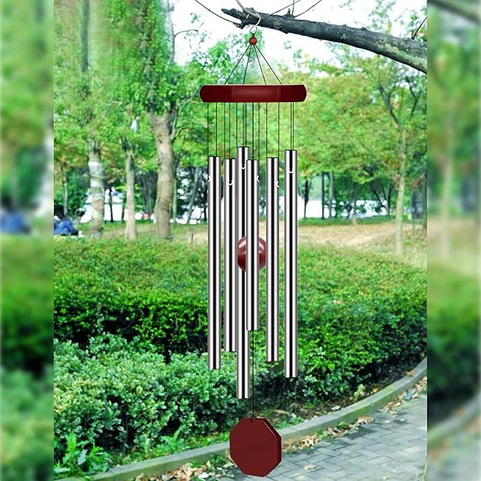 28-Inch Outdoor Wind Chime – Tuned Aluminum Tubes with Wooden Catcher and Striker for Garden, Porch, Balcony & Yard Décor
