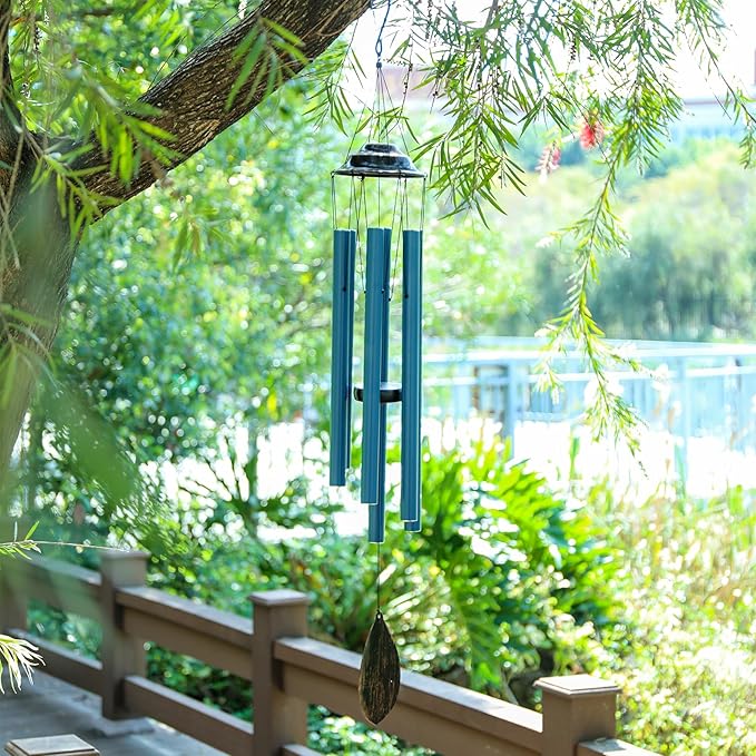 34-Inch Deep Blue Aluminum Wind Chime – Tuned Long Tube Outdoor Chime for Garden, Porch, Balcony & Home Decor