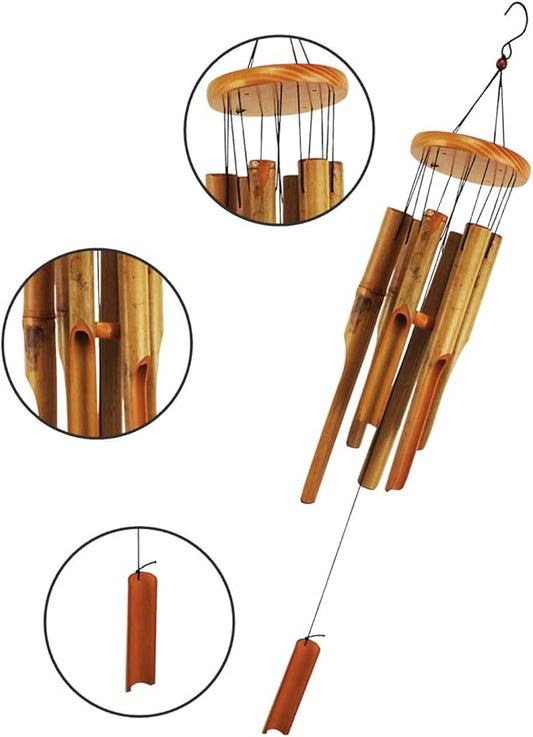 Natural Bamboo Wind Chime – Handmade Outdoor Wooden Chime for Garden, Porch, Balcony, or Indoor Zen Decor