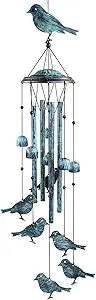 35.4-Inch Vintage Bird Wind Chime – Outdoor Metal Hanging Ornament with S-Hook for Garden, Patio, Balcony & Porch Decor