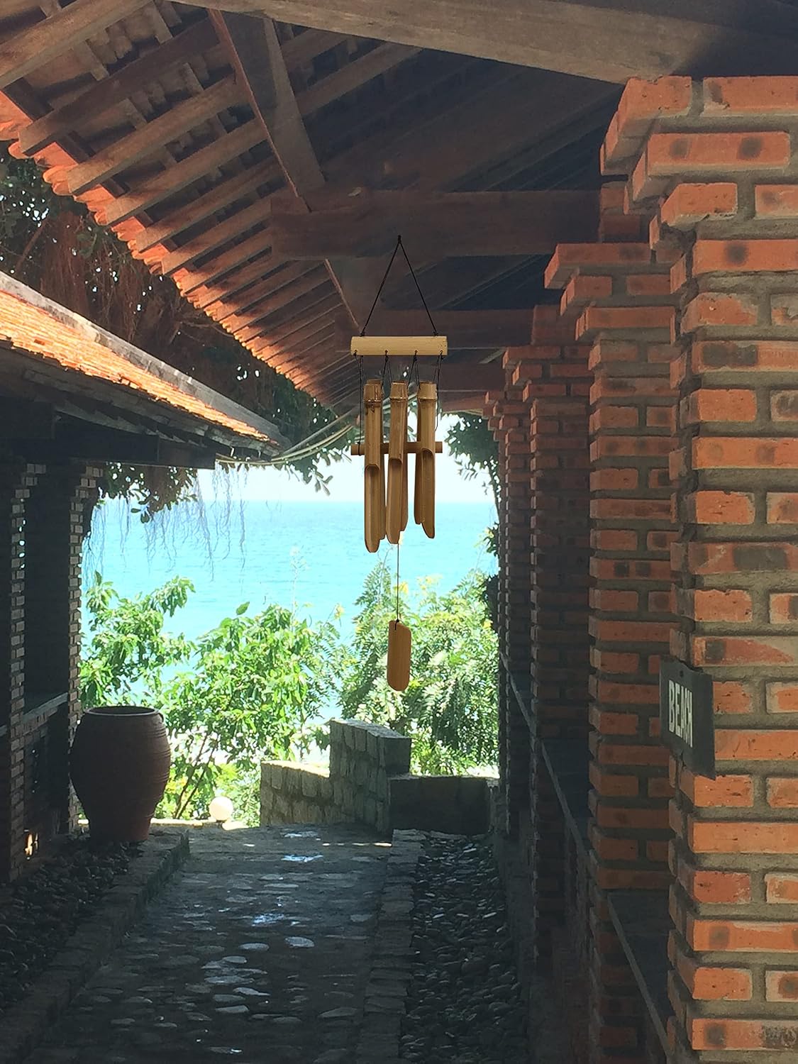 23-Inch Handmade Bamboo Wind Chime – Natural Wooden Tube Chime for Garden, Porch, Balcony & Indoor Zen Décor