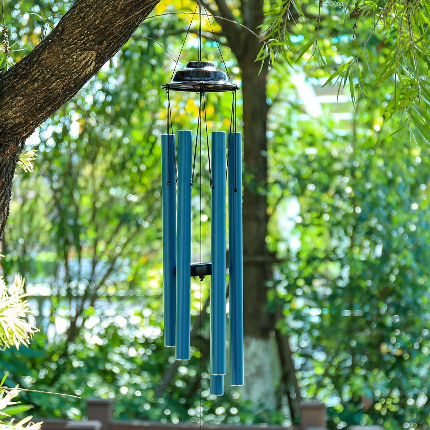 34-Inch Deep Blue Aluminum Wind Chime – Tuned Long Tube Outdoor Chime for Garden, Porch, Balcony & Home Decor